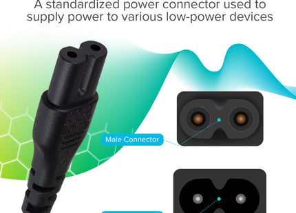 Maplin Power Lead IEC C7 Fig 8 2 Pin Plug to UK 3 Pin Plug - 2m, 10 Amp Fuse