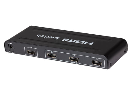 Maplin HDMI Switch 3 Ports In 1 Port Out 4K Ultra HD @30Hz with Remote Control - Black