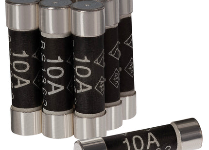 Maplin 10 Amp Domestic Fuse BS1362 6.3mm x 25.4mm - Pack of 10