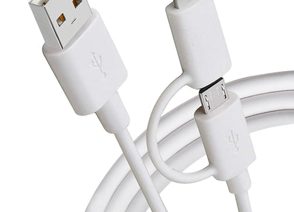 Maplin USB-A to 2-in-1 Multi-Charging Lightning & Micro USB Cable - White, 1m