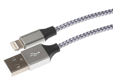 Maplin Lightning Connector to USB-A Braided Cable - 1m