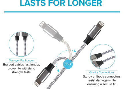 Maplin Lightning Connector to USB-A Braided Cable - 1m