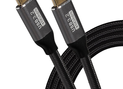 Maplin USB-C to USB-C 3.2 Gen2 100W 10Gbps Super Speed Cable - Black, 1m