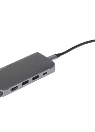 Nikkai USB-C Multiport Hub to 3x USB-A 3.0 / HDMI 4K / Gigabit RJ45 / VGA / USB-C PD / 3.5mm Audio / SD Card Reader - Silver