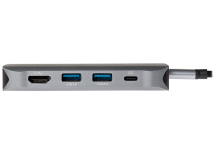Nikkai USB-C Multiport Hub to 3x USB-A 3.0 / HDMI 4K / Gigabit RJ45 / VGA / USB-C PD / 3.5mm Audio / SD Card Reader - Silver