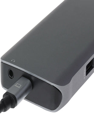 Nikkai USB-C Multiport Hub to 3x USB-A 3.0 / HDMI 4K / Gigabit RJ45 / VGA / USB-C PD / 3.5mm Audio / SD Card Reader - Silver