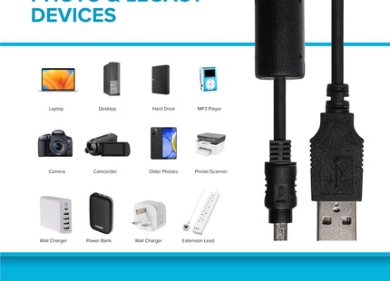 Maplin USB-A to 8-Pin Mini USB Cable - Black, 0.5m