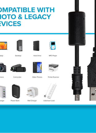 Maplin USB-A to 8-Pin Mini USB Cable - Black, 0.5m