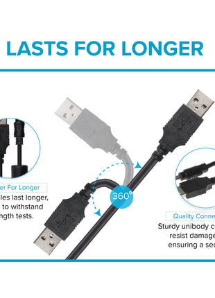 Maplin USB-A to 8-Pin Mini USB Cable - Black, 0.5m