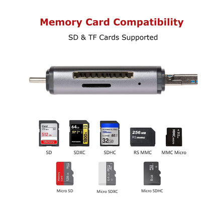 Maplin USB-C & USB-A 3.0 SD Card Reader for SDXC / SDHC / MicroSDXC / MicroSDHC / UHS-I