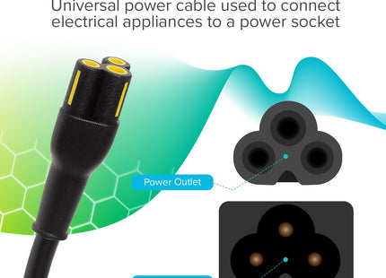 Maplin Power Lead IEC C5 Clover Leaf Plug Female to UK 3-Pin Plug - 2m, 5 Amp Fuse