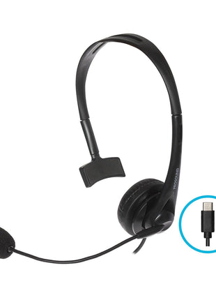ProSound Single Ear Mono USB-C Headset Boom Microphone Noise Cancellation