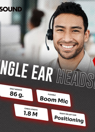 ProSound Single Ear Mono USB-C Headset Boom Microphone Noise Cancellation