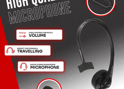 ProSound Single Ear Mono USB-C Headset Boom Microphone Noise Cancellation