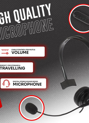 ProSound Single Ear Mono USB-C Headset Boom Microphone Noise Cancellation