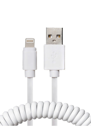Maplin Premium Apple MFI Certified Lightning to USB-A 2.0 Coiled Cable - White, 0.5m