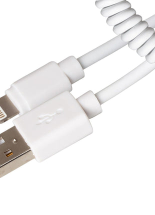 Maplin Premium Apple MFI Certified Lightning to USB-A 2.0 Coiled Cable - White, 0.5m