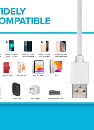 Maplin Premium Apple MFI Certified Lightning to USB-A 2.0 Coiled Cable - White, 0.5m