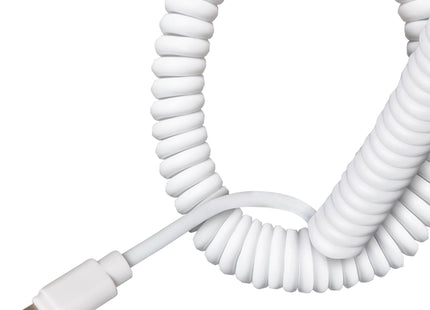 Maplin Premium Apple MFI Certified Lightning to USB-A 2.0 Coiled Cable - White, 0.5m