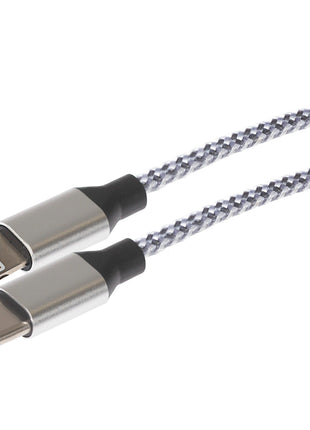 Maplin Lightning to USB-C Braided 20W High Speed Cable - Silver, 1m
