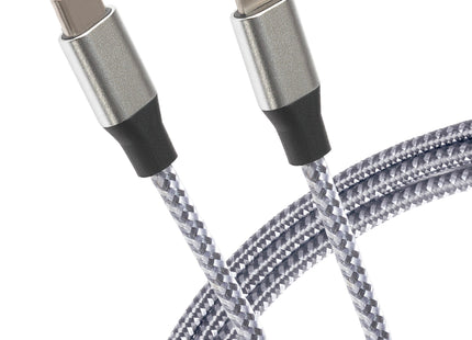 Maplin Lightning to USB-C Braided 20W High Speed Cable - Silver, 1m
