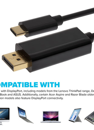 Maplin USB-C to DisplayPort Cable - Black, 2m