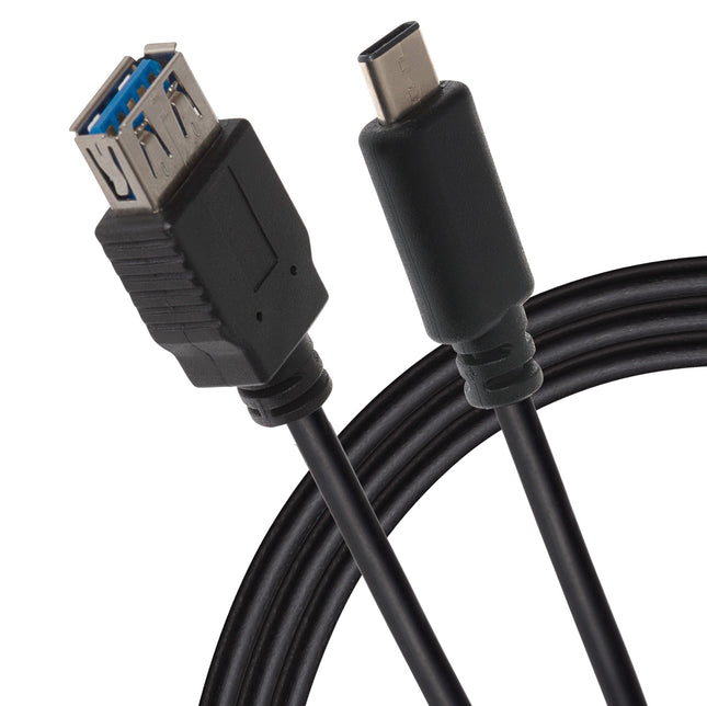 Maplin Pro USB-C Male to USB-A 3.1 Female Gen 2 60W Super Speed Data Transfer & Charging Adapter Cable - Black, 1m