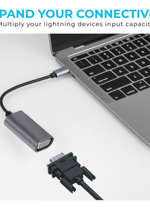 Maplin USB-C to VGA Female Connector Full HD @60Hz Adapter - Silver, 16cm