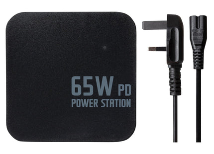 Maplin 4 Port (1 x USB-C PD / 3 x USB-A 3.0 QC) 65W GaN USB Laptop Charger with 1.2m Cable