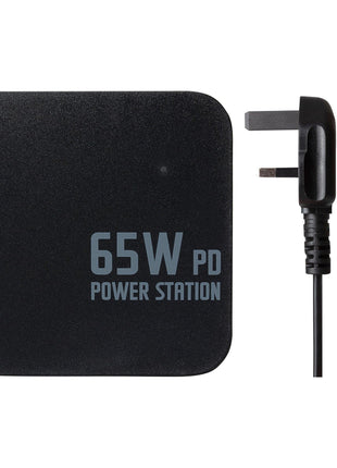 Maplin 4 Port (1 x USB-C PD / 3 x USB-A 3.0 QC) 65W GaN USB Laptop Charger with 1.2m Cable