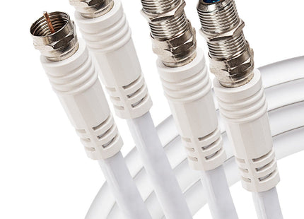Maplin Satellite Extension Cable Coaxial Twin F Type Male to Twin F Type Female - White, 3m