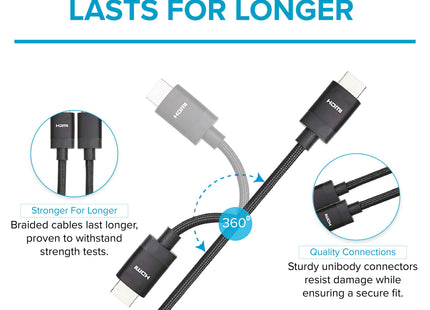Maplin HDMI to HDMI V2.1 8K Ultra HD 60fps Braided Cable with Ethernet - Black