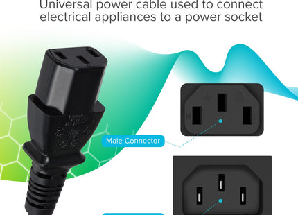 Maplin Power Lead IEC C13 Female Plug to UK 3 Pin Plug - 2m, 5 Amp Fuse