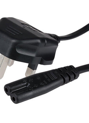 Maplin Power Lead IEC C7 Fig 8 2 Pin Plug to UK 3 Pin Mains Plug - 1.5m, 3 Amp Fuse