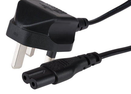Maplin Power Lead IEC C7 Fig 8 2 Pin Plug to UK 3 Pin Mains Plug - 1m, 13 Amp Fuse