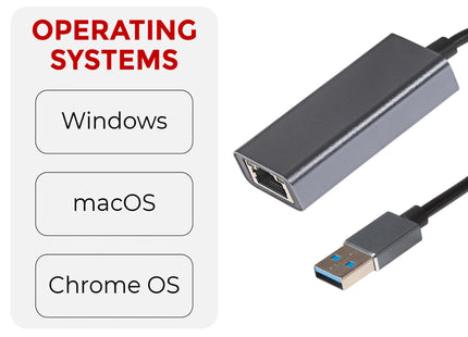Maplin USB-A to Ethernet RJ45 V3.0 Gigabit Network LAN Adapter - Grey
