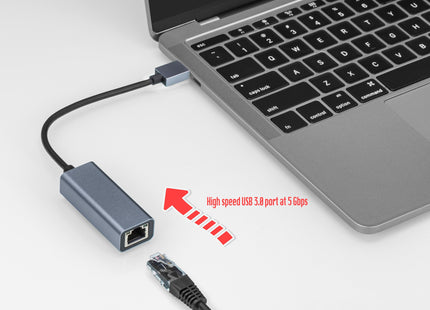 Maplin USB-A to Ethernet RJ45 V3.0 Gigabit Network LAN Adapter - Grey