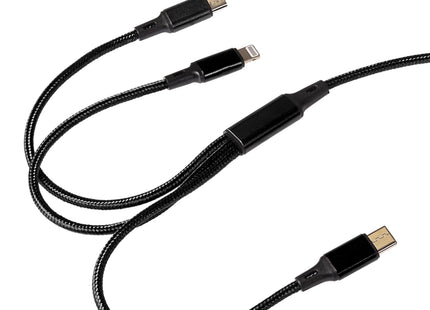 Maplin USB-A to 3-in-1 Multi-Charging USB-C / Lightning / Micro USB Braided Cable - 1.2m
