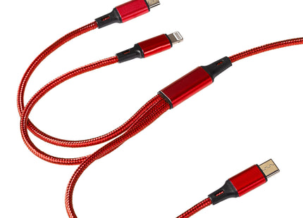 Maplin USB-A to 3-in-1 Multi-Charging USB-C / Lightning / Micro USB Braided Cable - 1.2m