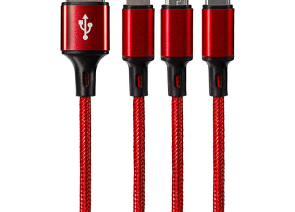 Maplin USB-A to 3-in-1 Multi-Charging USB-C / Lightning / Micro USB Braided Cable - 1.2m