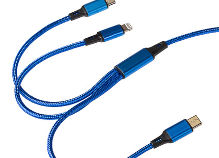 Maplin USB-A to 3-in-1 Multi-Charging USB-C / Lightning / Micro USB Braided Cable - 1.2m