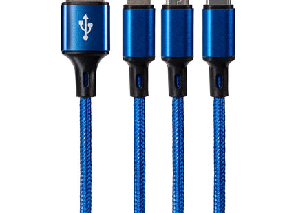 Maplin USB-A to 3-in-1 Multi-Charging USB-C / Lightning / Micro USB Braided Cable - 1.2m