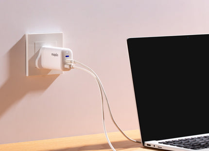 Maplin 3 Port USB Wall Charger 2x USB-C 1x USB-A GaN PD QC 3.0 45W High Speed Charging