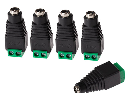 Maplin Female DC to Twin Cable to 5.5 x 2.1mm DC Power Plug for CCTV - Black, Pack of 5