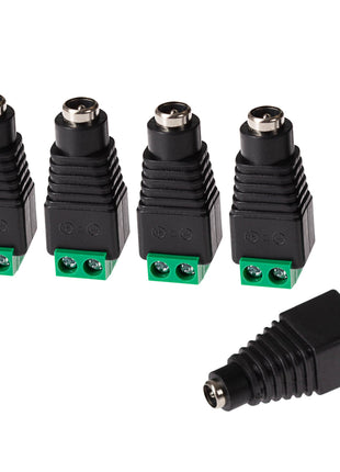 Maplin Female DC to Twin Cable to 5.5 x 2.1mm DC Power Plug for CCTV - Black, Pack of 5
