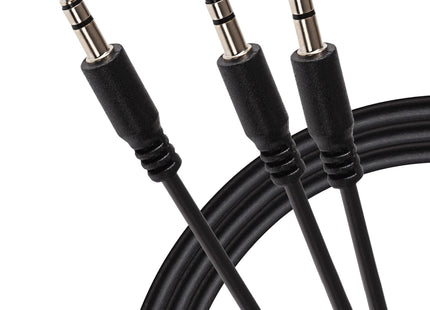 Maplin 3.5mm Aux Stereo 3 Pole Jack to Twin 3.5mm 3 Pole Jack Cable - Black, 2m