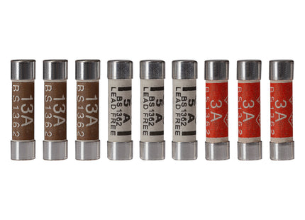 Maplin Mixed Pack of Plug Fuses 3A/5A/13A BS1362 25.4 x 6.4mm - Pack of 9