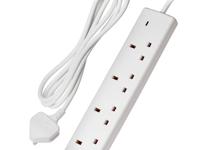 Maplin 2m 4 Socket 13A Extension Lead with Neon Indicators - White