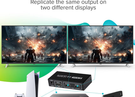 Maplin HDMI Splitter 1 Port In 2 Ports Out 4K Ultra HD @60Hz 18Gbps