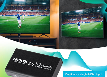 Maplin HDMI Splitter 1 Port In 2 Ports Out 4K Ultra HD @60Hz 18Gbps